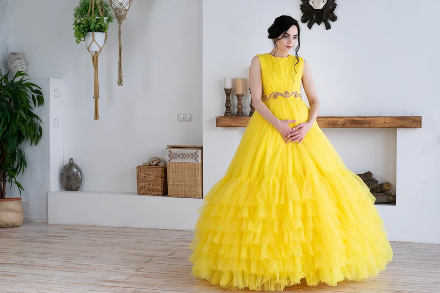 Yellow Maternity Dress For Baby Shower